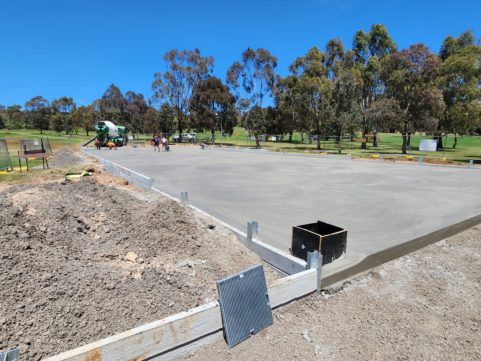 Completed cricket-net enclosure at Boeing Reserve
