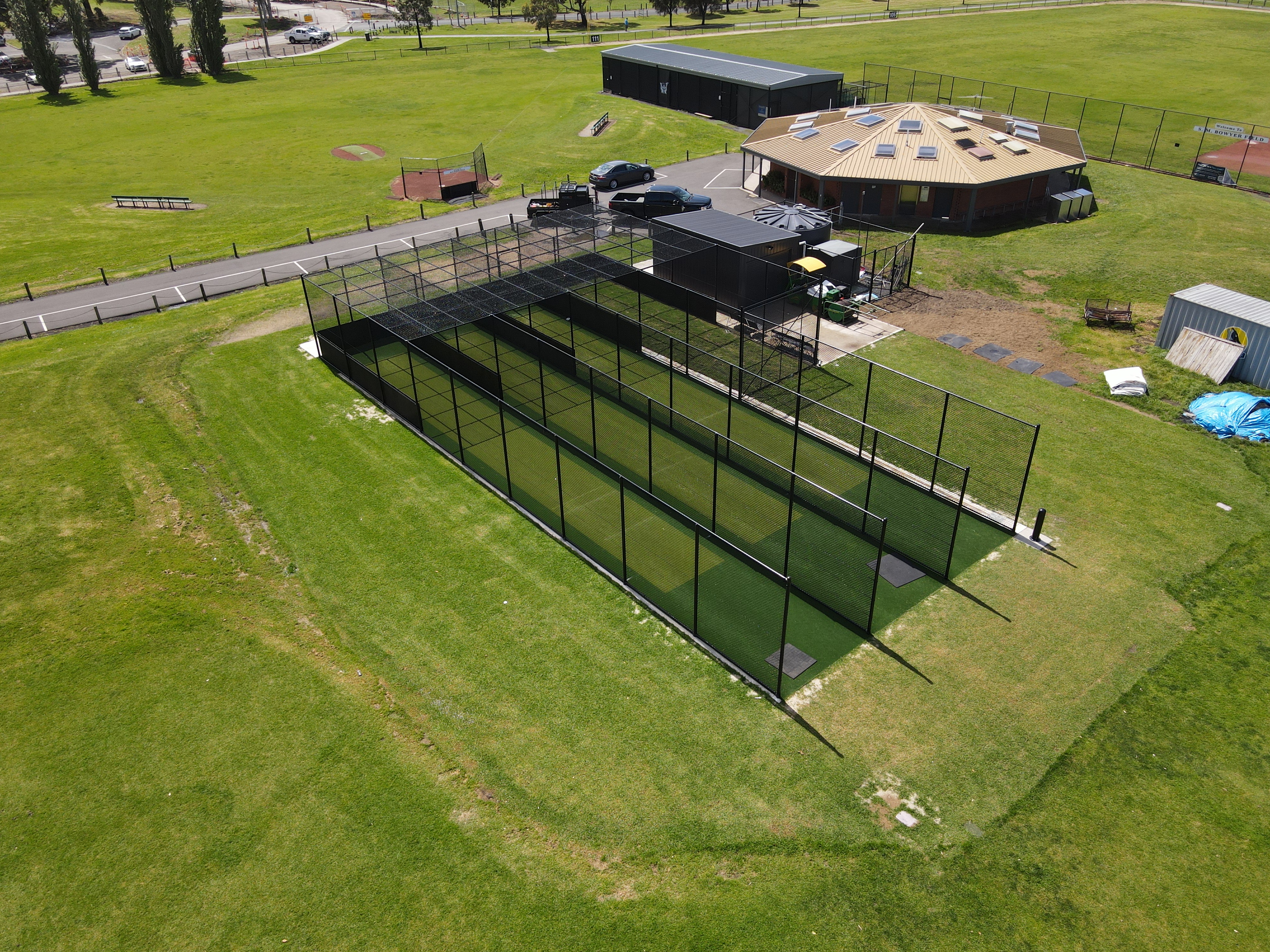 Completed cricket-wicket enclosure at Greenwich Reserve